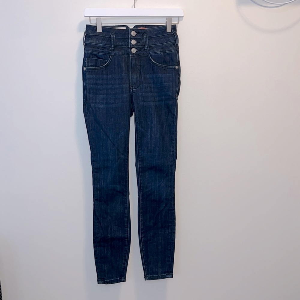 Anthropologie Pilcro High Rise Skinny Dark Denim Size 25